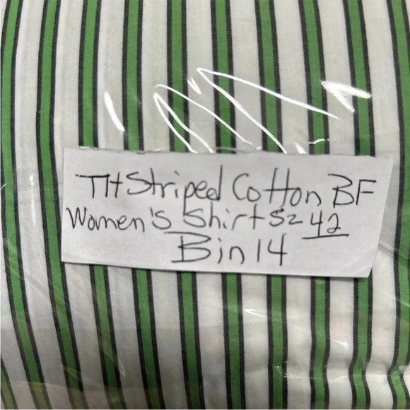 Tommy Hilfiger Women's‎ 42 (L) Button Shirt Green Stripped Preppy Colorful - Picture 11 of 11